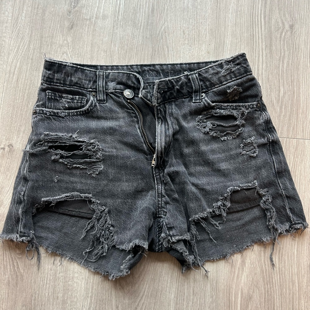 American Eagle Black Denim Crossover Shorts